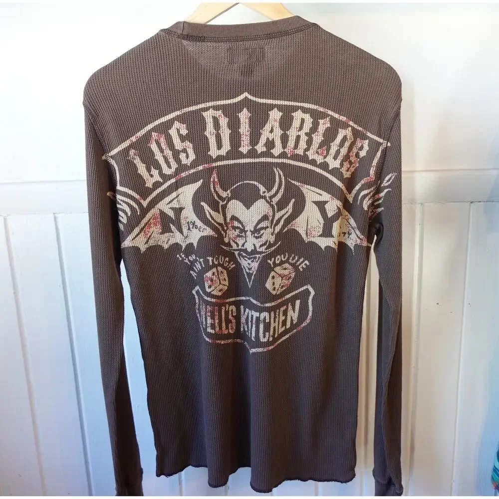 Vintage Y2K Lucky Brand Shirt Mens‎ Small Thermal Los Diablos Hells Kitchen Tee